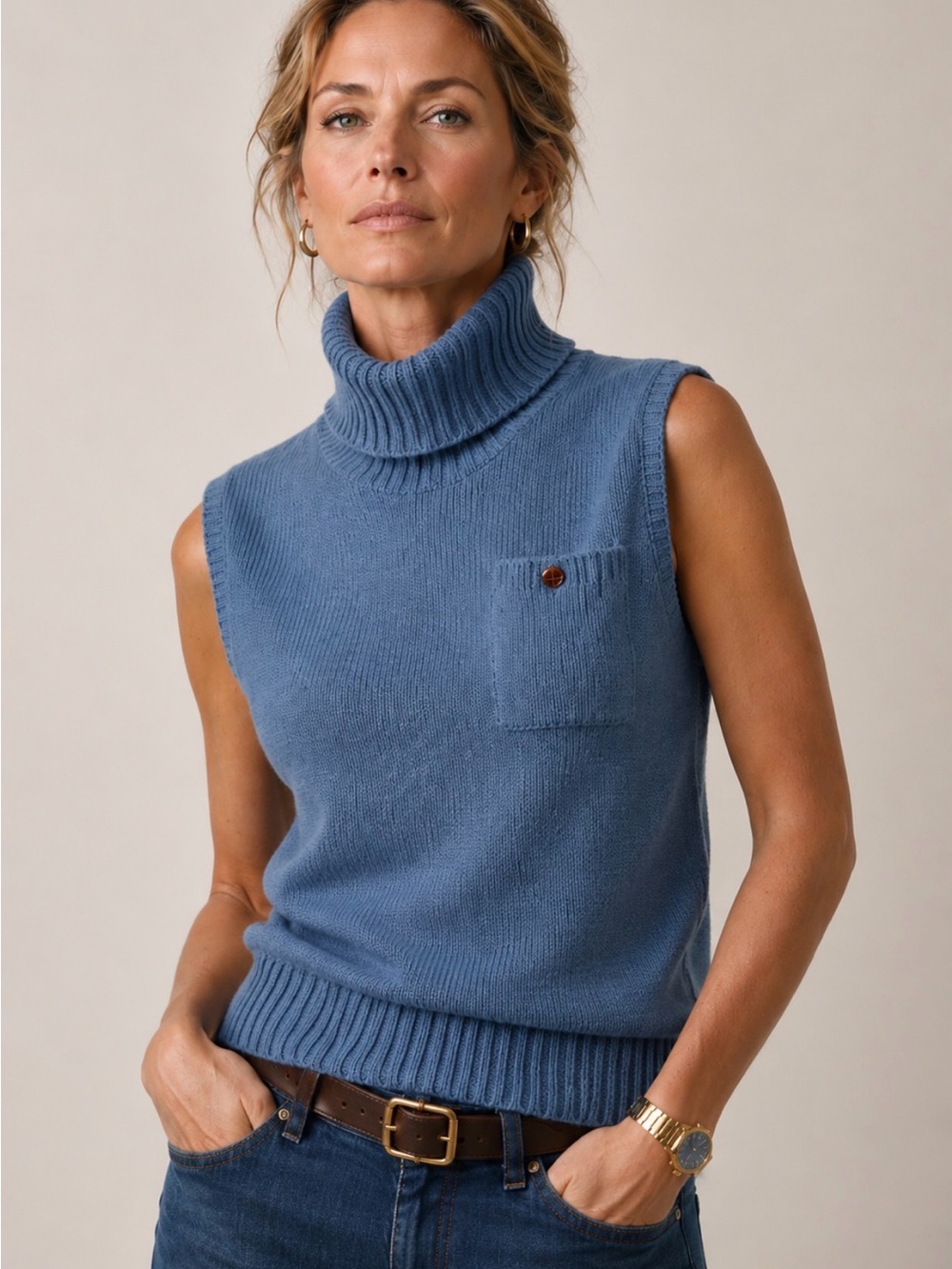 Polo Ralph Lauren Vintage Chunky Knit Sleeveless Turtleneck L